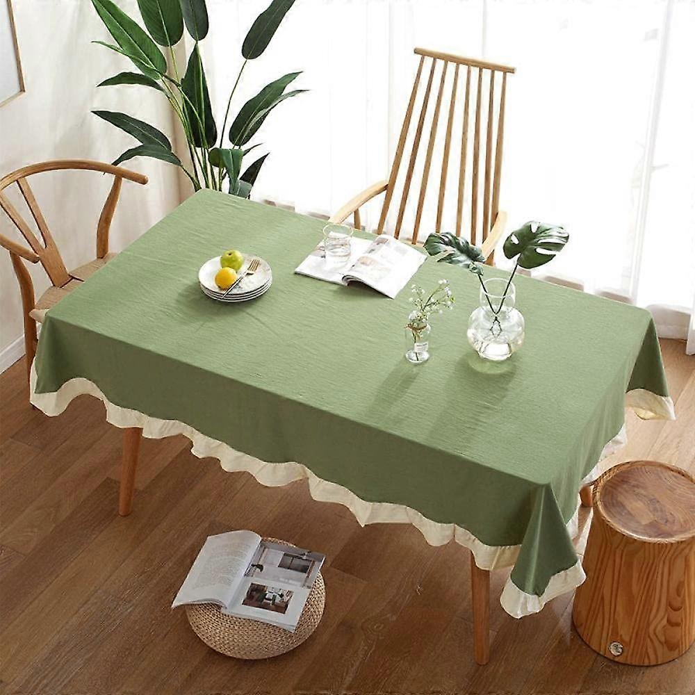 Plastic Tablecloth Rectangular Breathable Table Cover Garden Tablecloth Green W 140 x 300 cm