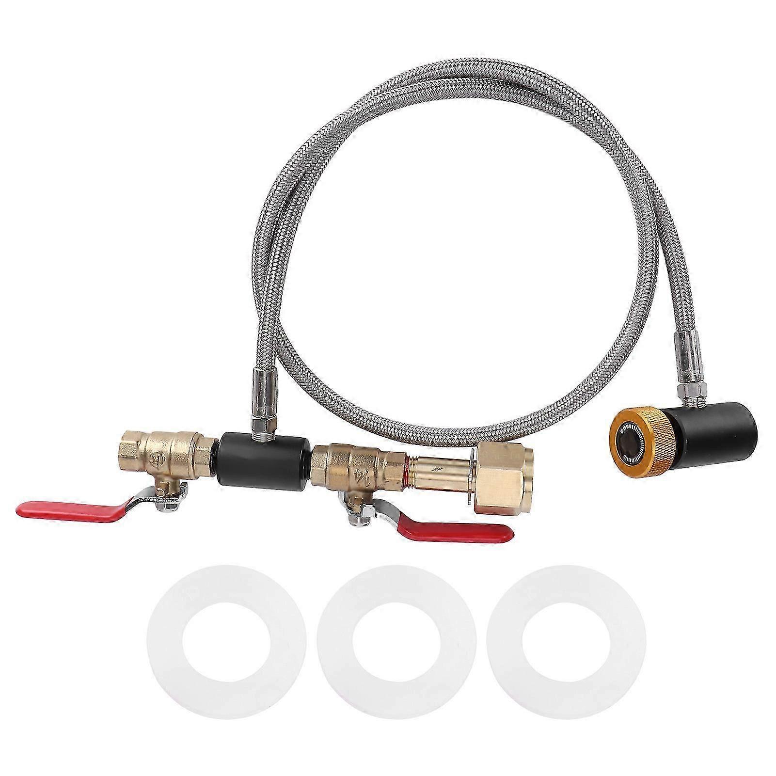 36in Soda Hose Adapter Kit Dual Valve with Soda Gold ASA G5/8-14 CO2 Cylinder Refill Adapter