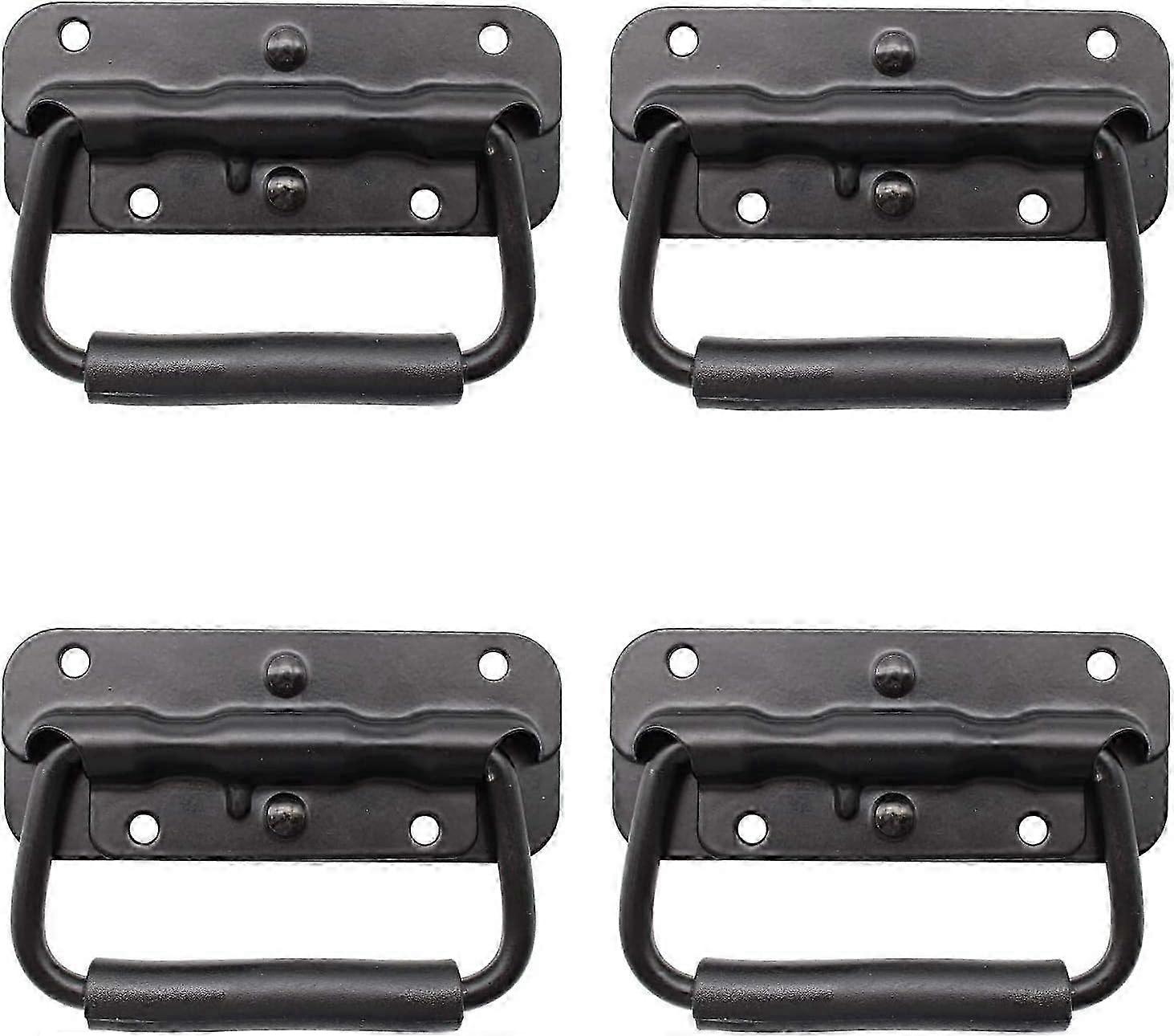 4 Piece Box Handle, Metal Folding Handle, Black Box Handle, Spring Box Handle, Tool Box or Storage Box Replacement Handle