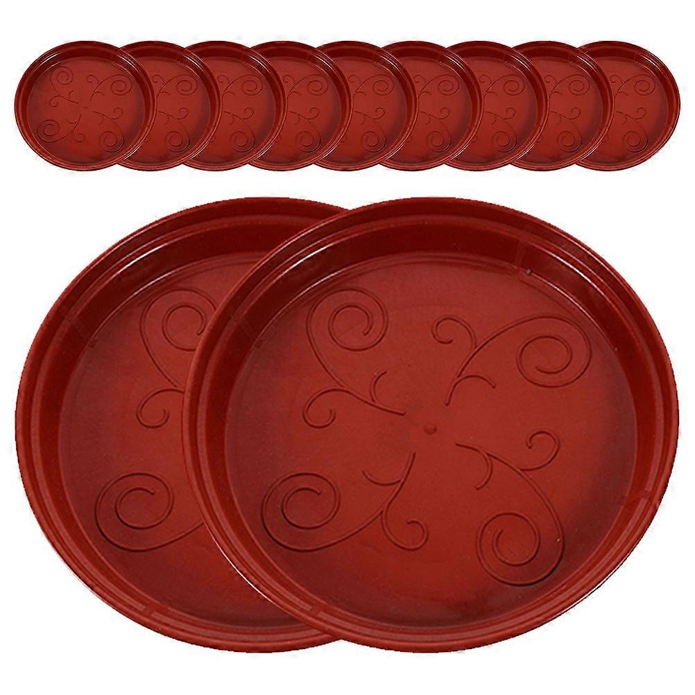 12pcs Round Plant Saucer Tray, Durable Non Deformable Drip Tray for Flower Pots and Bonsai Containers, Red