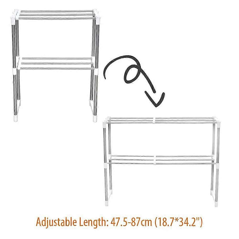 2 Tier Microwave Stainless Steel Rack Kitchen Storage Rack Container Kitchen Storage Rack