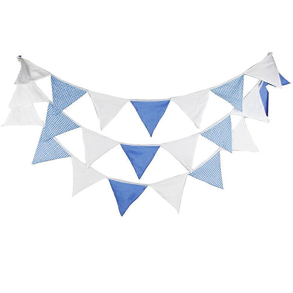 Blue and Flags Banner for Wedding, Birthday Party Decorations Festive Hanging Banner for Memorable Moments, Easy to Install Party Accessory