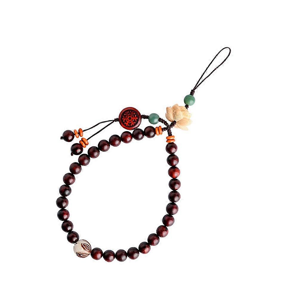 1pc Mobile Phone Wrist Rope with Beaded Strap and Lotus Pendant Lanyard