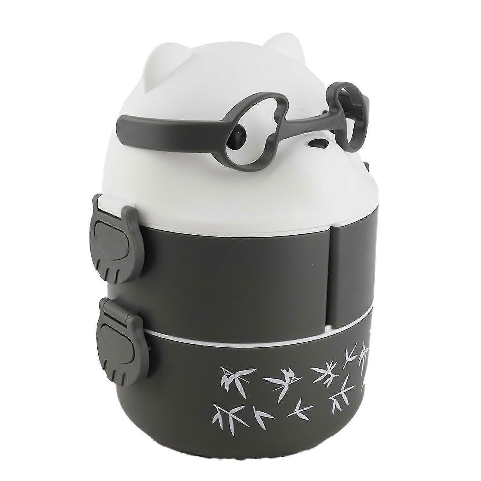 Portable 2-Layer Lunch Box with Leakproof Containers - Reusable Food Storage for School, Work & Camping - Bear Design