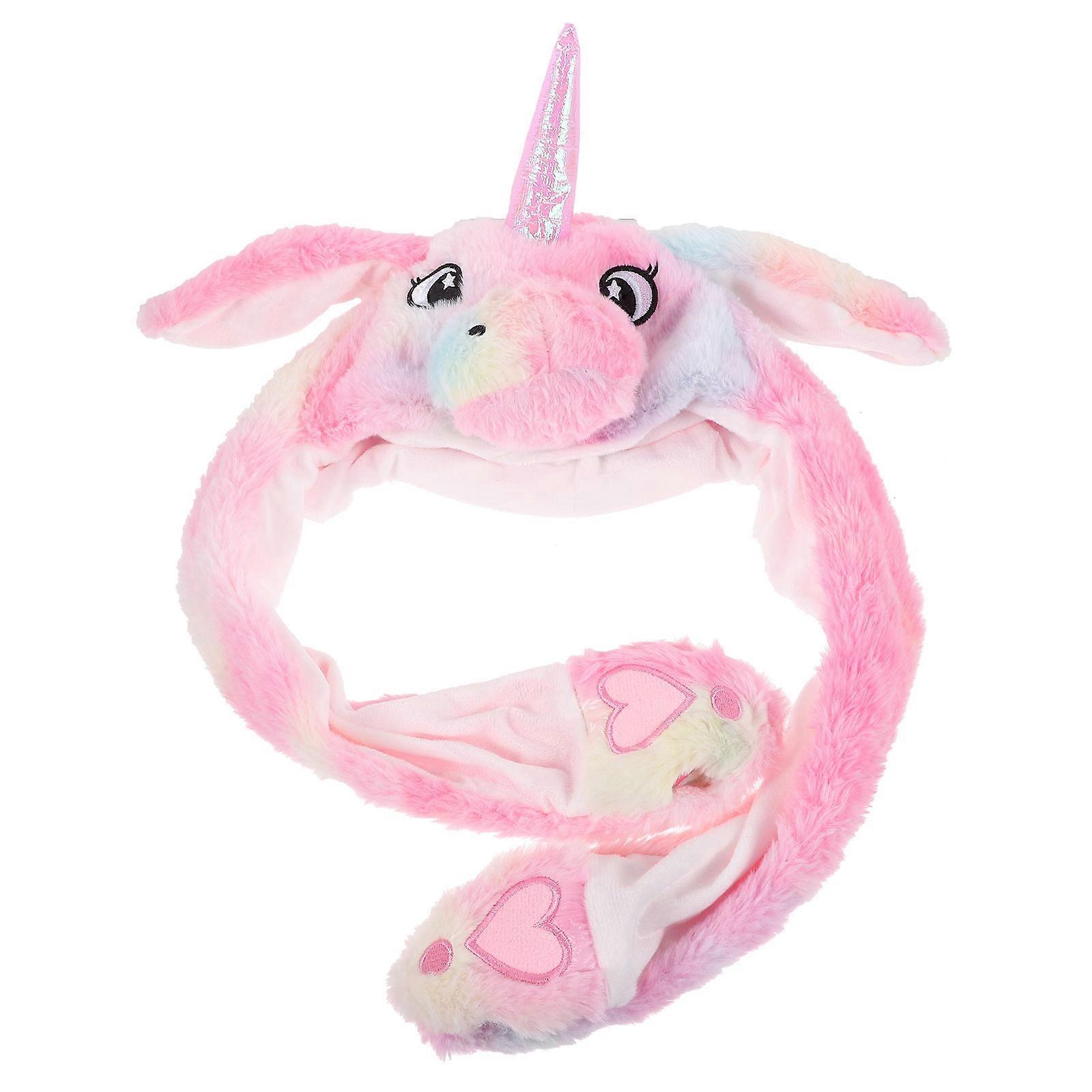 Hat with Moving Ears Cartoon Unicorn Hat for Costume Parties and Social Events Pink Color PP Cotton Material 52.00X34.00X15.00CM 1Set