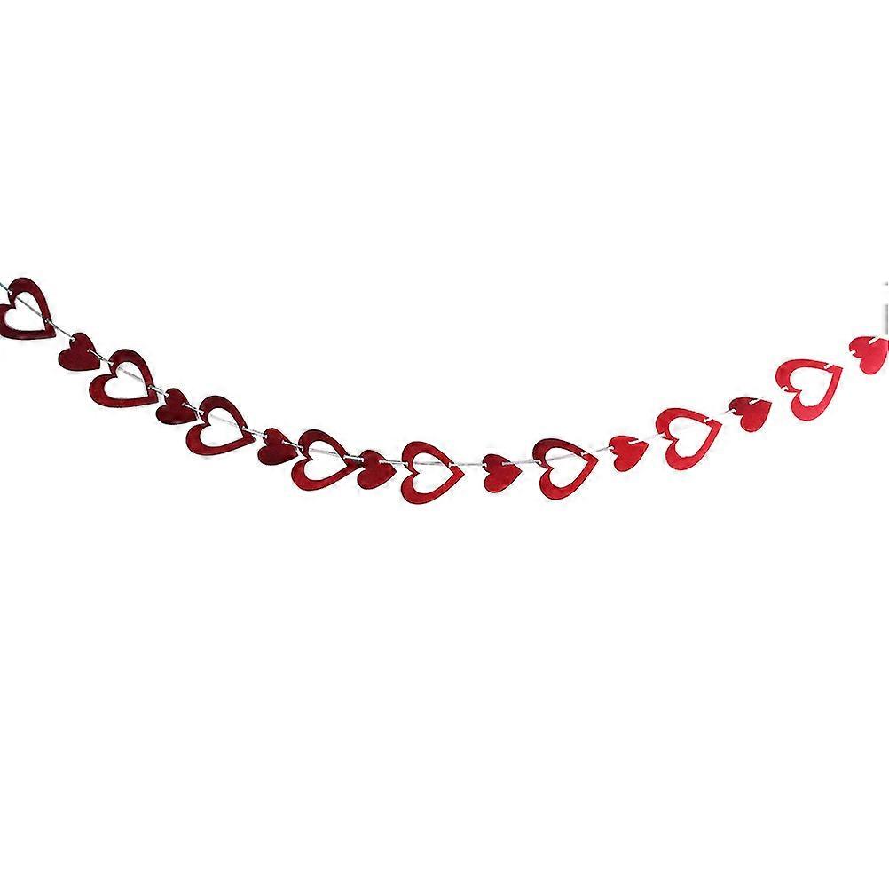 Valentines Day Decoration Red Heart Shaped Banner Garland Non Woven Fabric 3 Meters Photo Booths 1Pcs