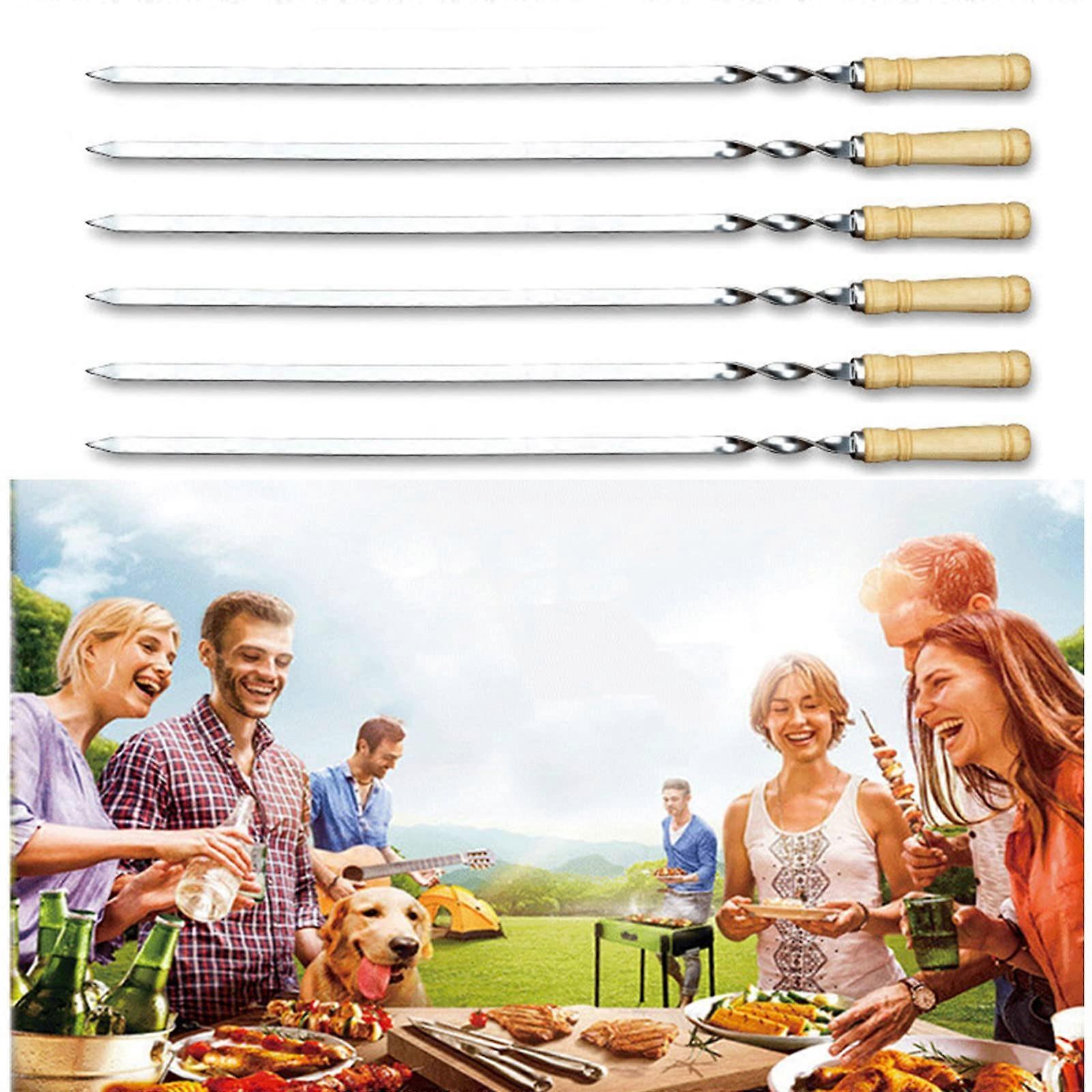 55 cm Barbecue Skewers, Stainless Steel with Wood Handle, 6Piece Set