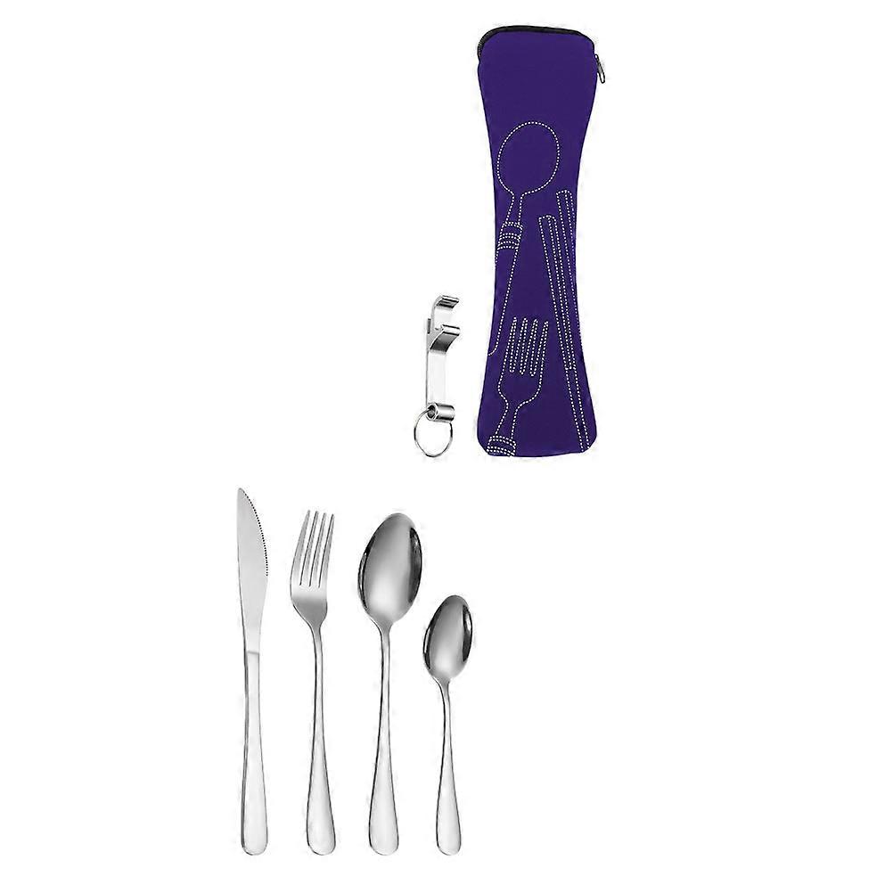 Portable Utensil Set With Case For Parties Round Tail No Burrs 17.7X1.7X1.7CM 5Pcs