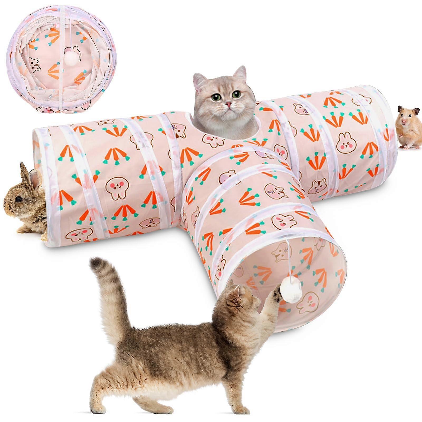 Interactive Cat Toy, Foldable Cat Tunnel, Rabbit Tunnel, Play Tunnel for Small Cats, Dogs, Rabbits