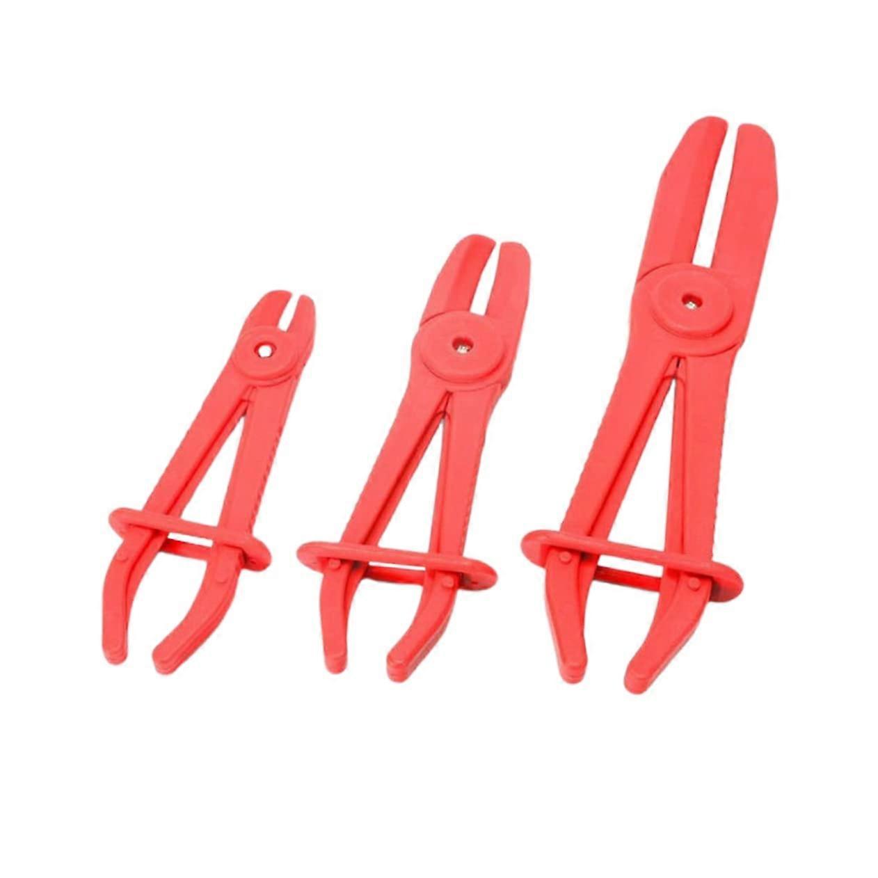 3-Piece Auto Hose Clamp Pliers Set, Plastic Water Pipe Shut-Off Tools, Lightweight Red, Ergonomic Grip for Precise Hose Pinching