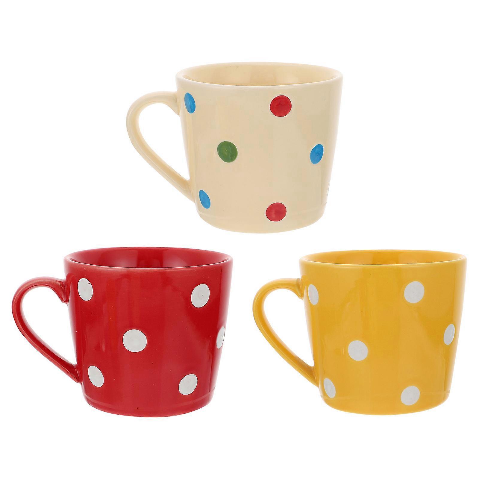 Tazze da caffè colorate Elementi rotondi in ceramica per la colazione Tazze utili per uso domestico 3 pezzi