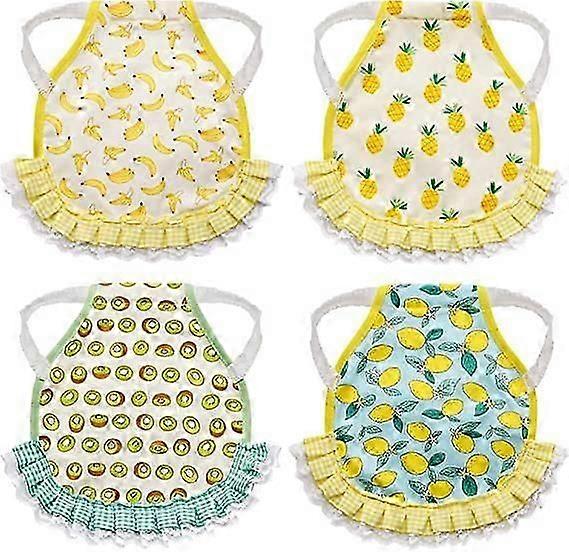 4 Pack Chicken Saddles Hens Apron Fruit Pattern Wing Back Protector With Elasticity Strap