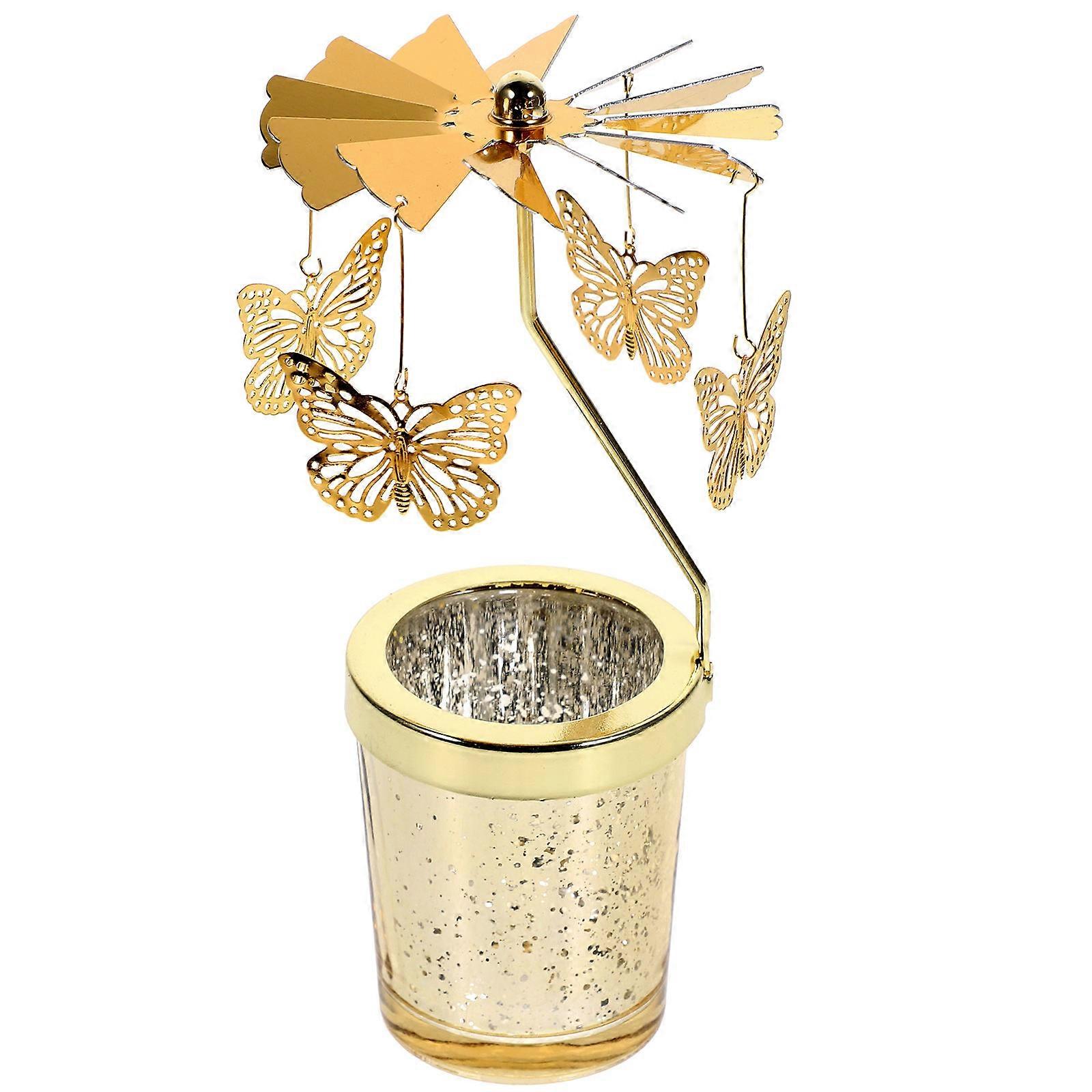 Golden Candle Holders with Rotating Design 1 Set Tealight Candle Stand for Home Party Wedding Table Centerpiece and Decoration
