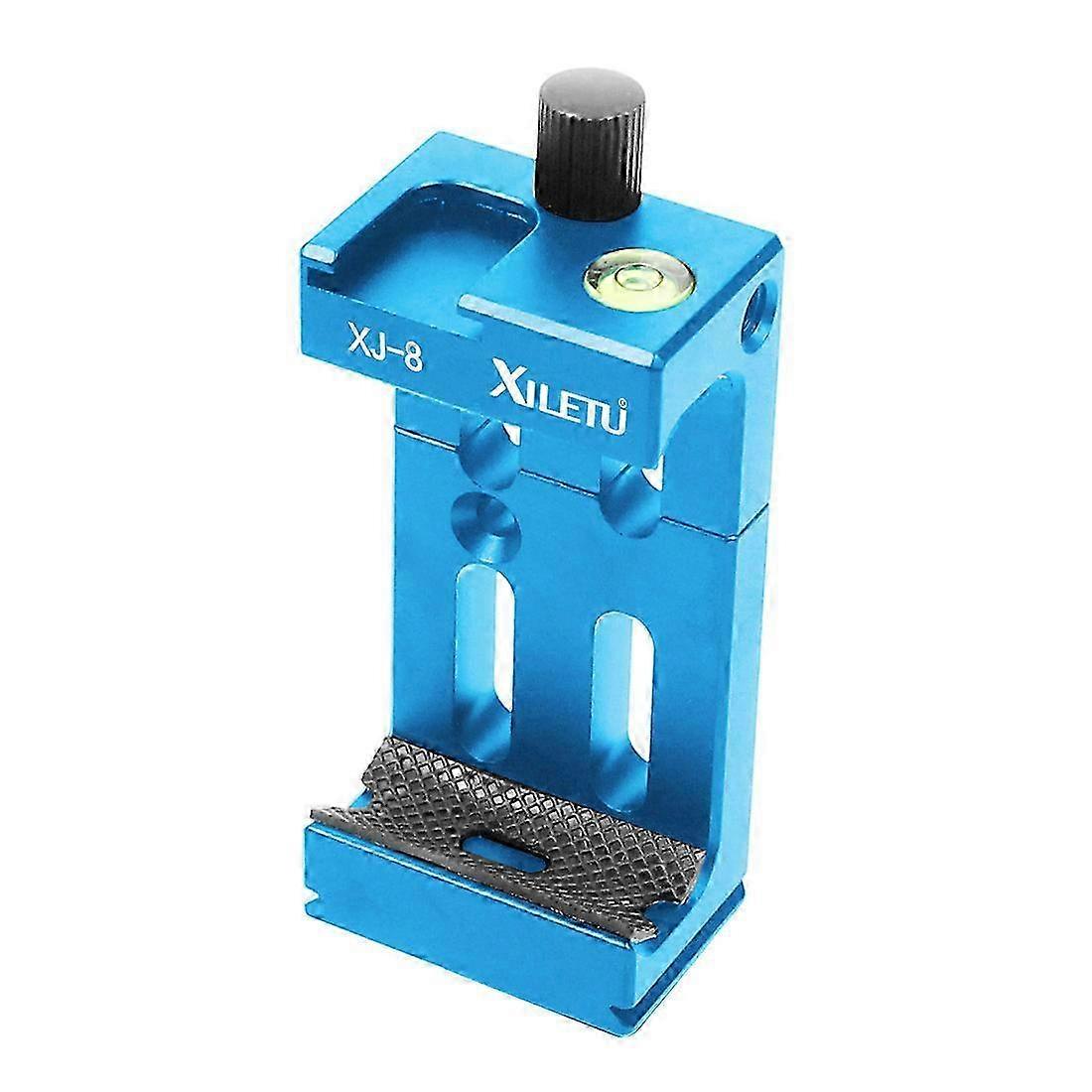 XJ-8 Tripod Head Bracket Mobile Phone Holder Clip For Phone Flashlight Micro-phone with Spirit Level and Cold Shoe Mount Blue