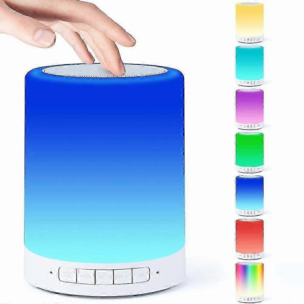 Bluetooth Speaker Lamp, Touch Sensor Night Light Bedside Table Lamp,Dimmable Warm Light 7 Colors Changing Portable Outdoor Camping Lantern,Gifts for