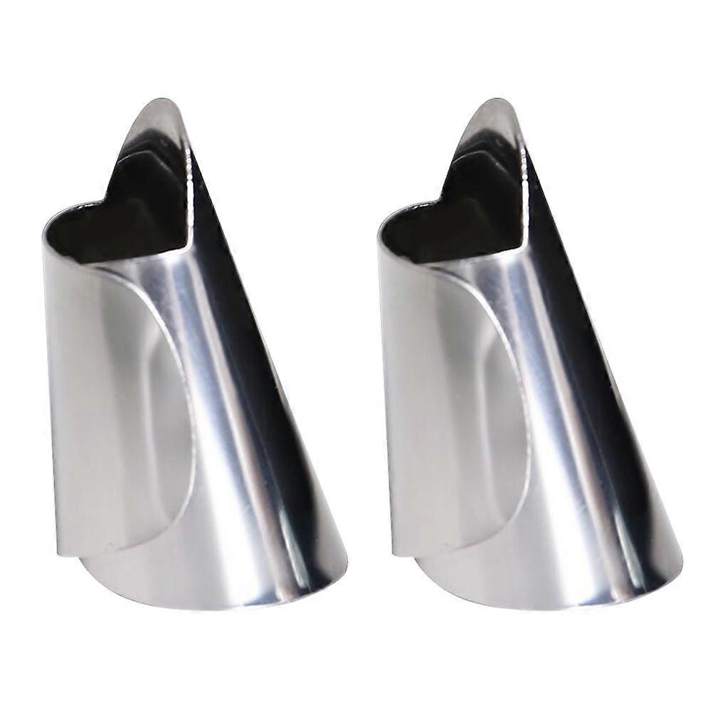 Adjustable Stainless Steel Finger Protector for Cutting and Peeling Nuts Kitchen Tool Silver Size 5pcs