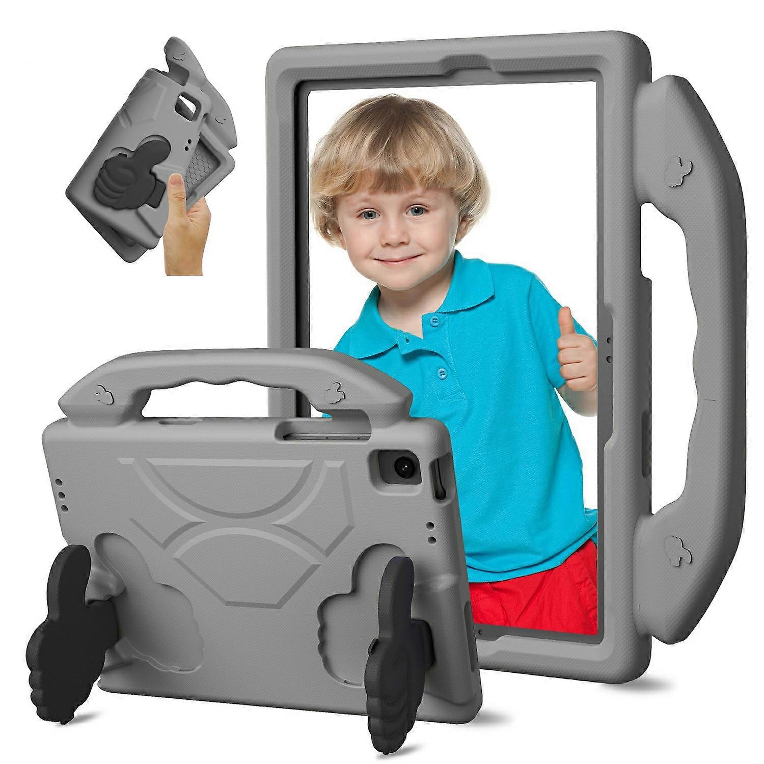 Pour Samsung Galaxy Tab A9+ Coque Ultra-Soft EVA Pouce Béquille Housse De Tablette Gris