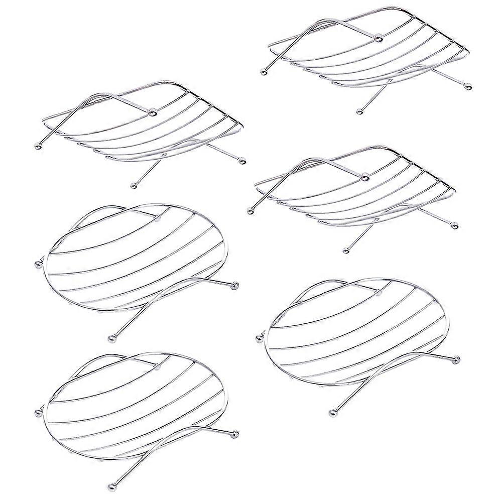 6pcs Self Draining Soap Stands Rectangular & Oval Soap Holders for Bathroom & Kitchen Use
