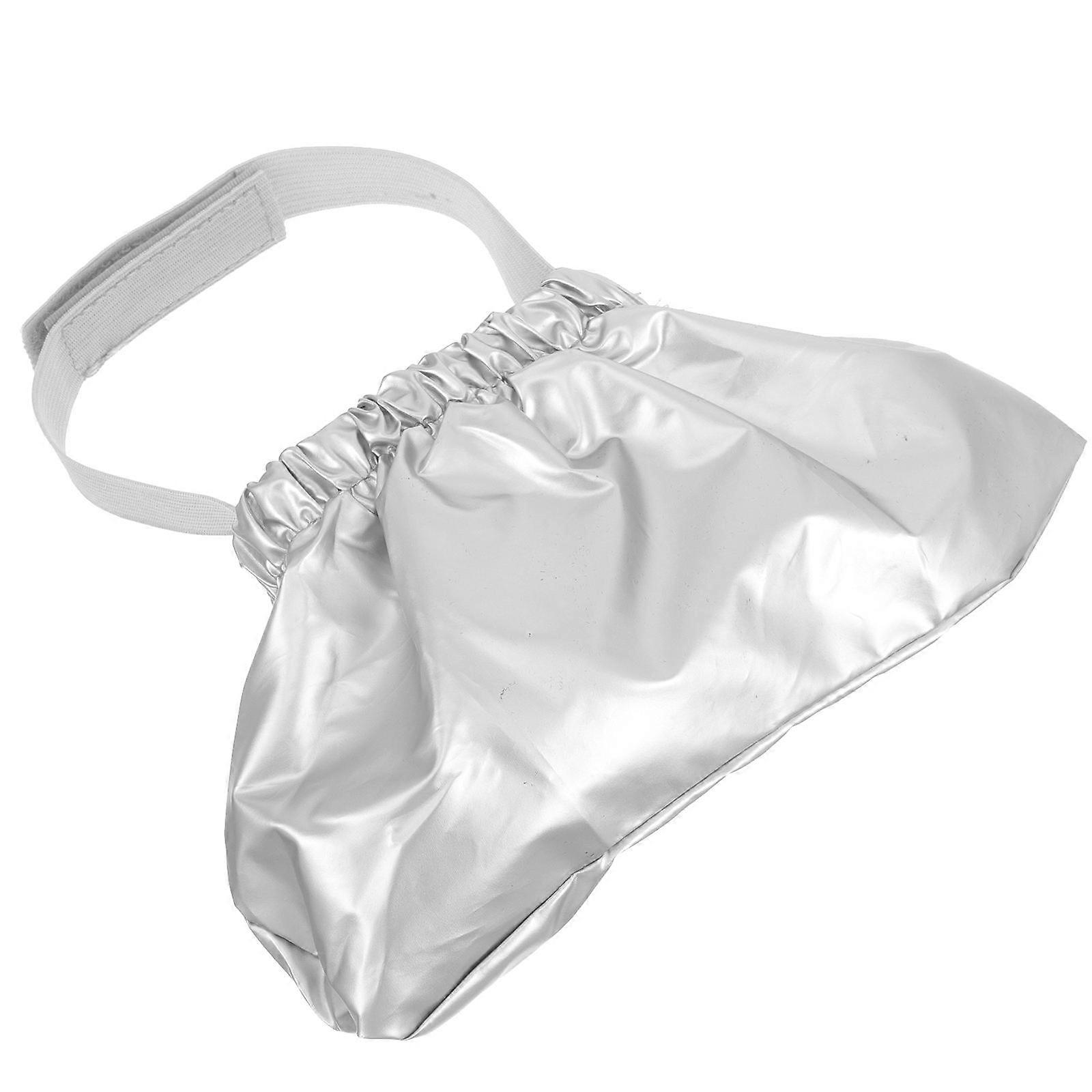 Dog Shower Cap Waterproof Ear Protection Bath Accessory Silver 19.5x11cm Reusable Adjustable Strap 1Pack