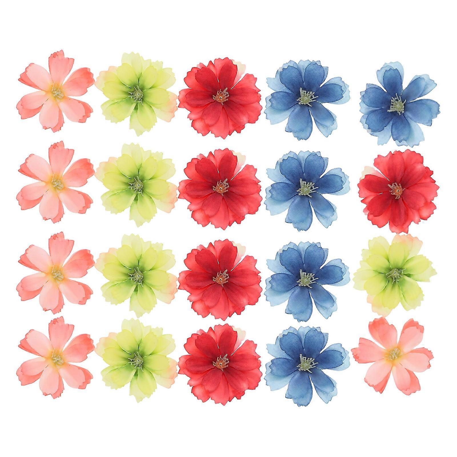 סימולציה פרחים DIY קישוטי פרחים חומר בד סאטן צורת פרח לזרים ומרכזים 20 יחידות