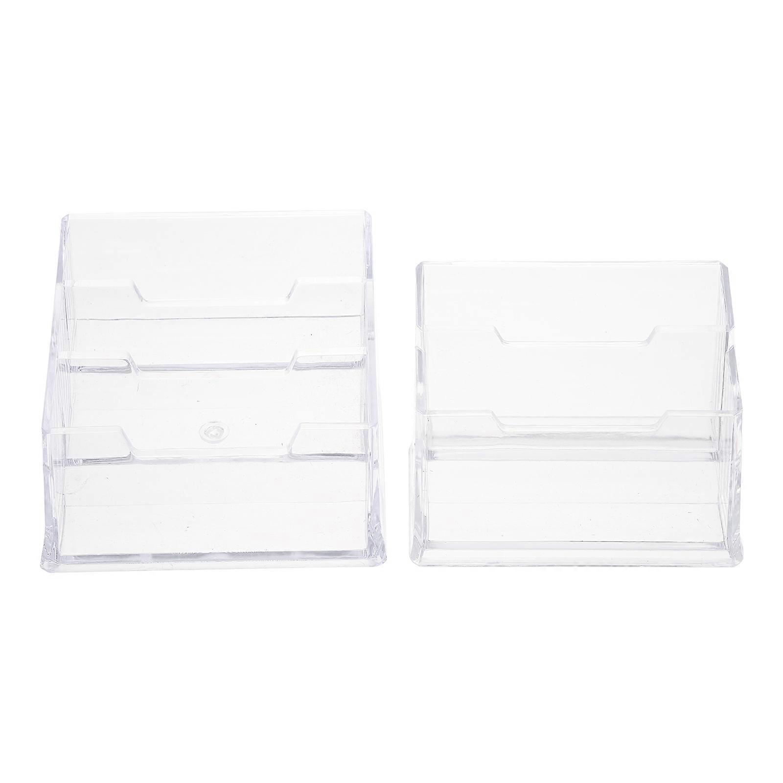 Acrylic Business Card Stand Desktop Multi-Function Card Box for 2Pcs