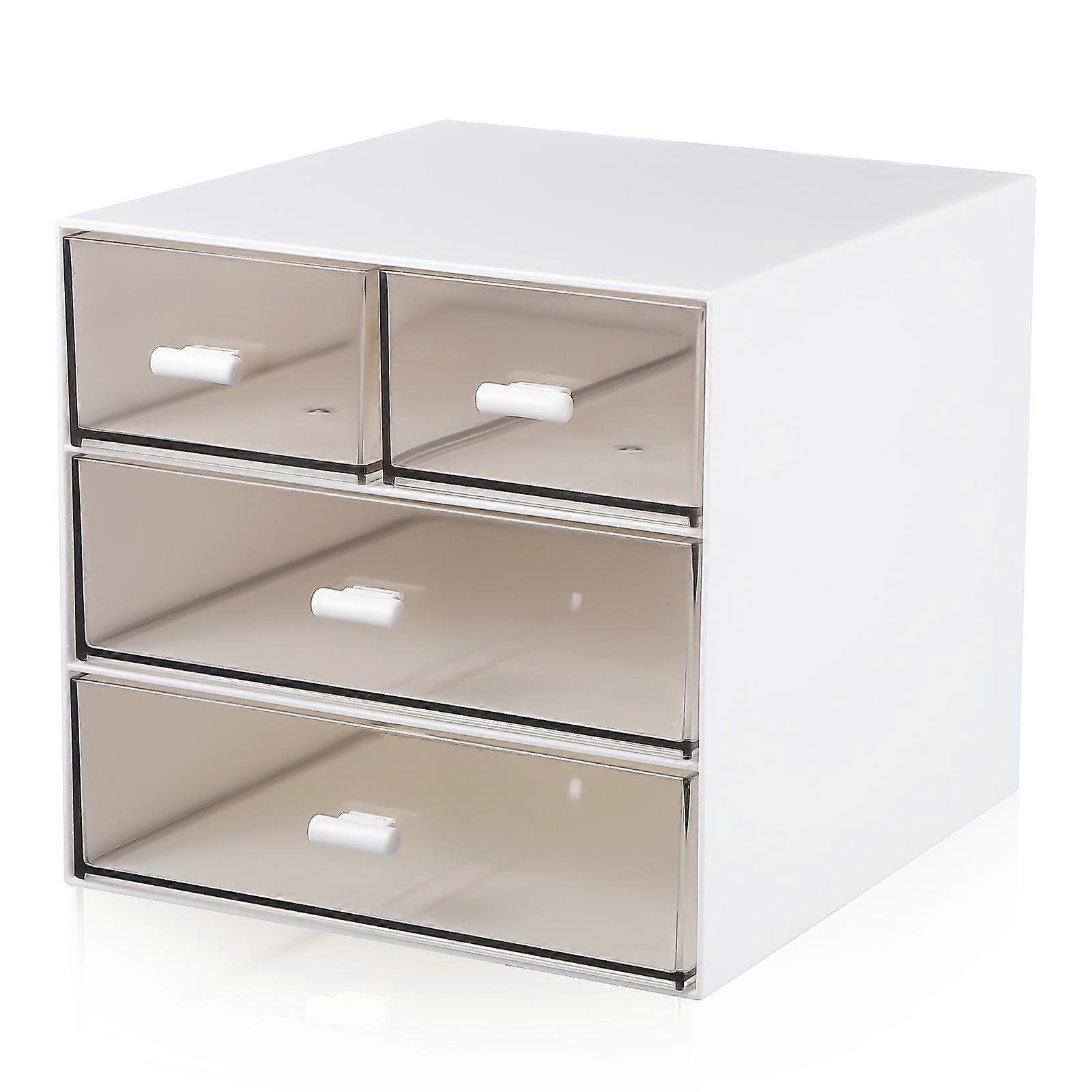 Square Desktop Drawer Organizer For Office And Home Use In Classic White Color With Stackable Storage Design 1Set