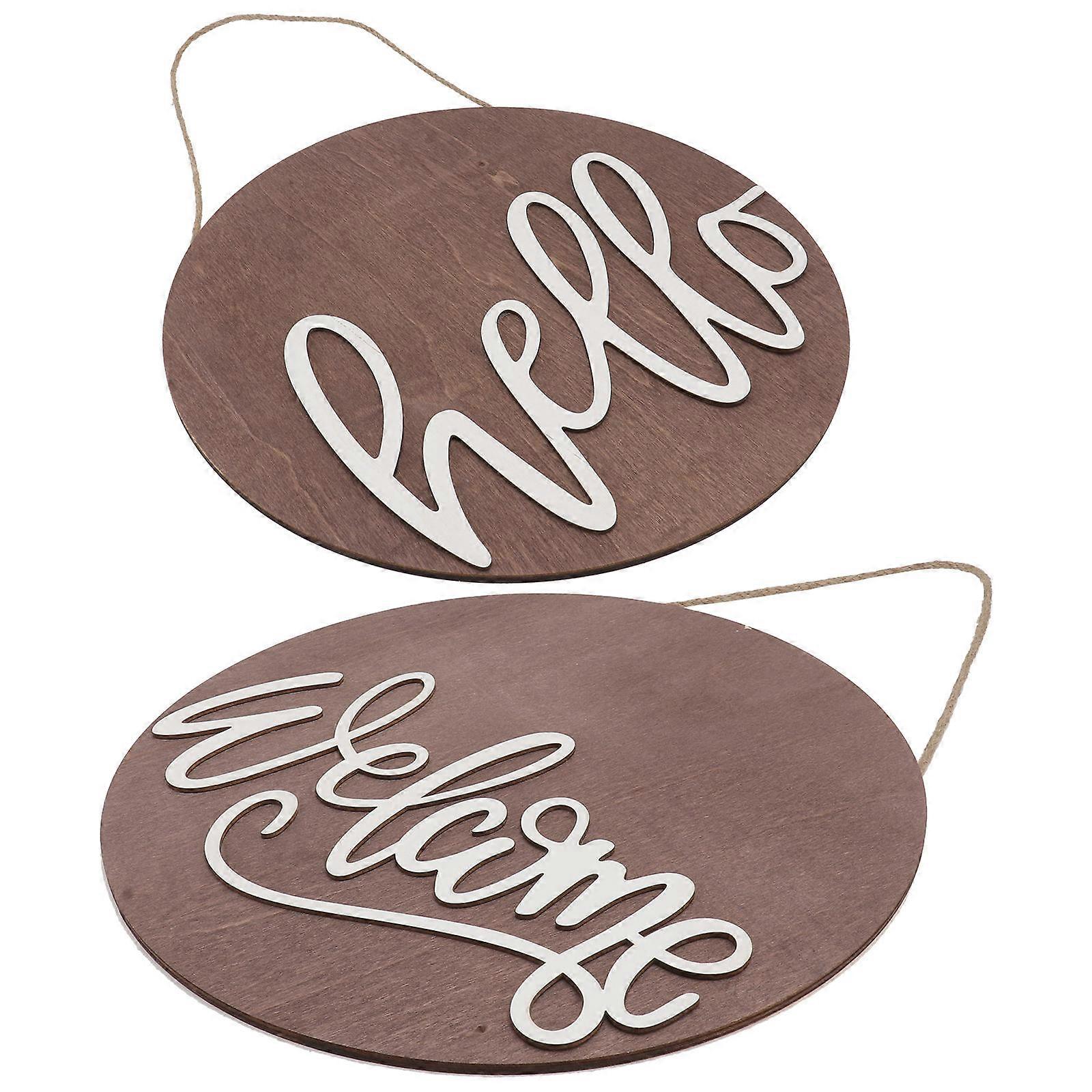 Coffee Synthetic Material Welcome Door Plate for Decoration 2 Styles 2PCS