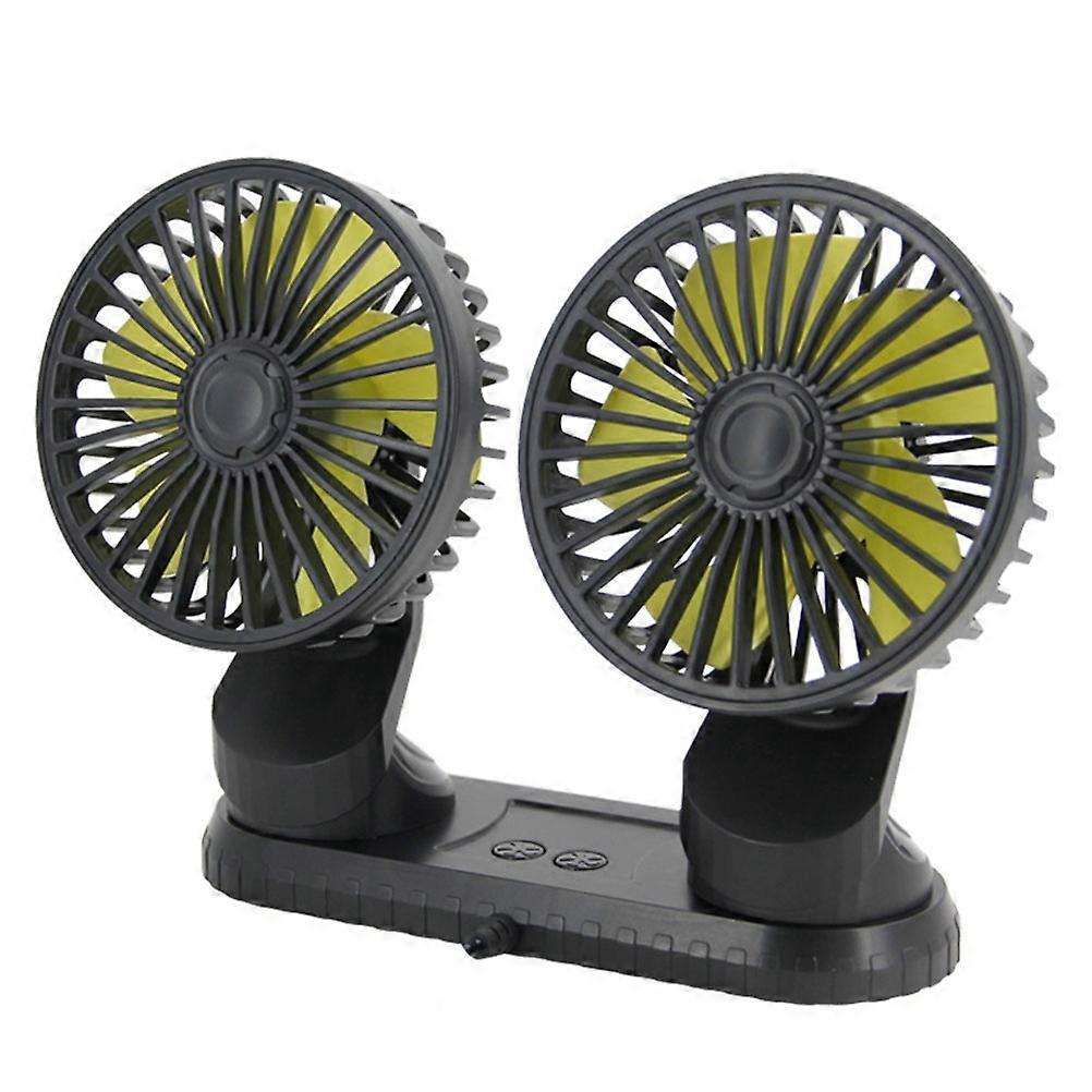 Car Dual Head USB Fan with Premium ABS Material and Adjustable 3 Speeds for Dashboard Use Assorted Color