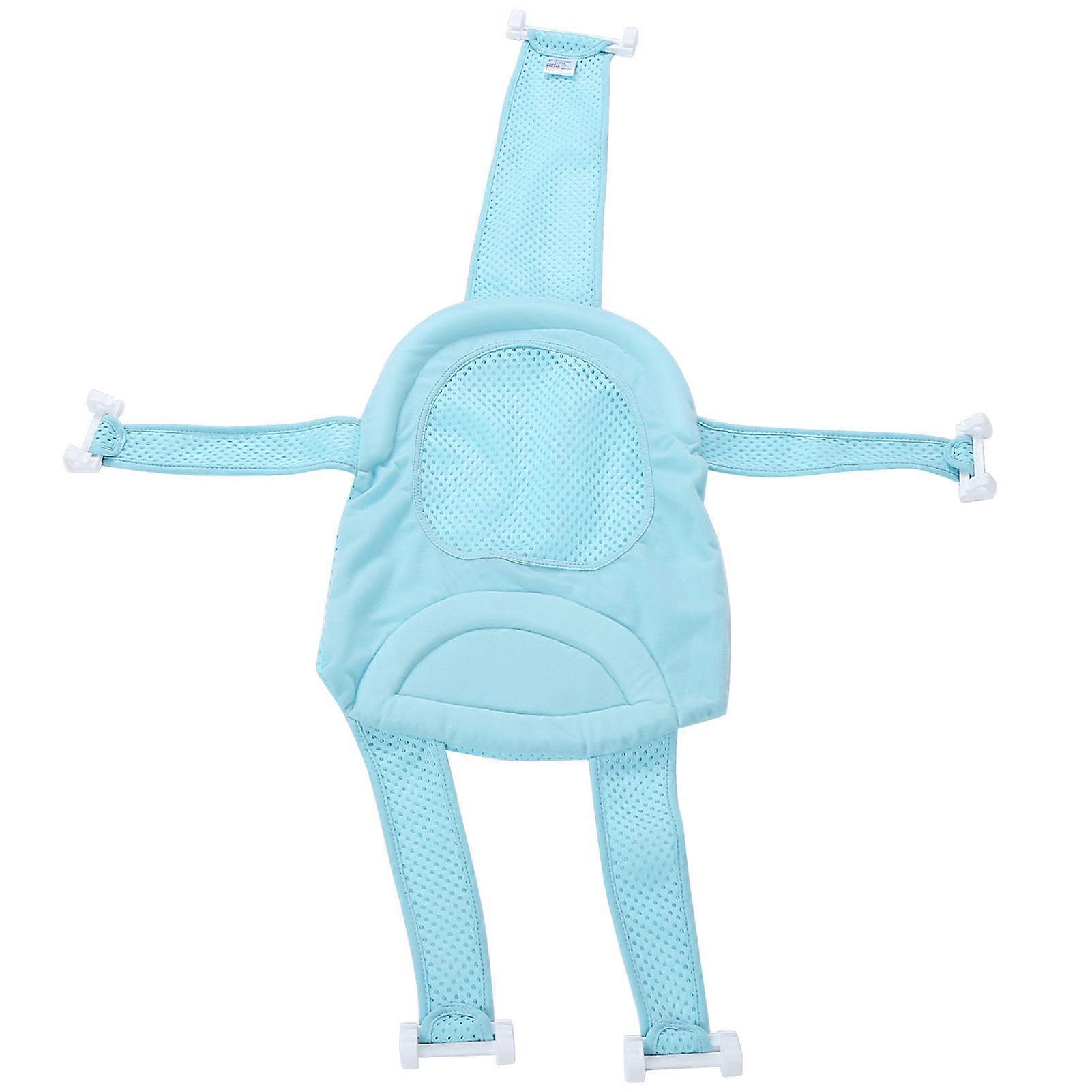Baby Bath Seat Support Net Bathtub Sling Shower Mesh Bathing Cradle Rings For Tub (Light Blue)