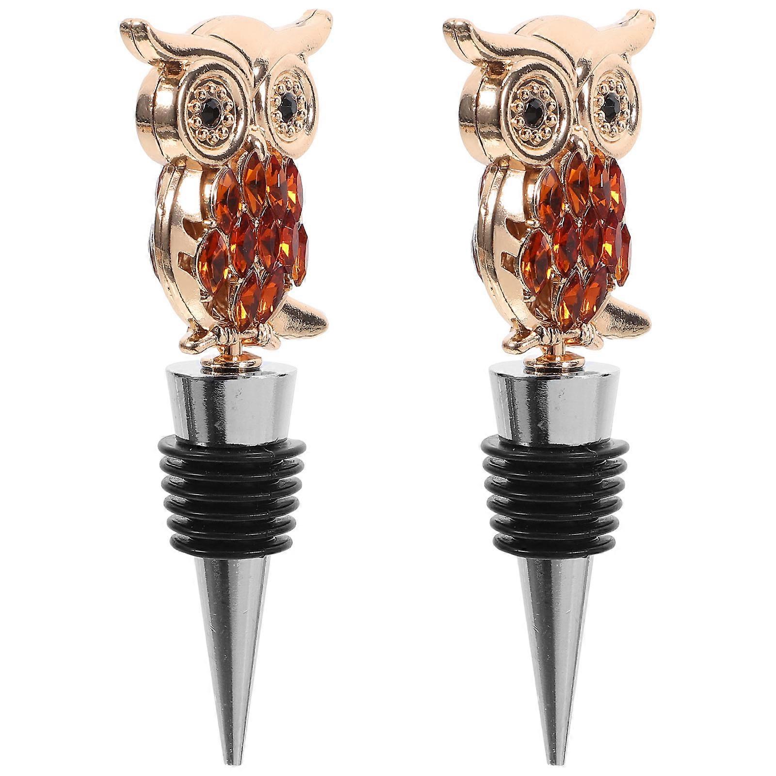Owl Shaped Wine Stoppers Made of Zinc Alloy Airtight Seal for Wine Bottles 2 Pcs Assorted Color