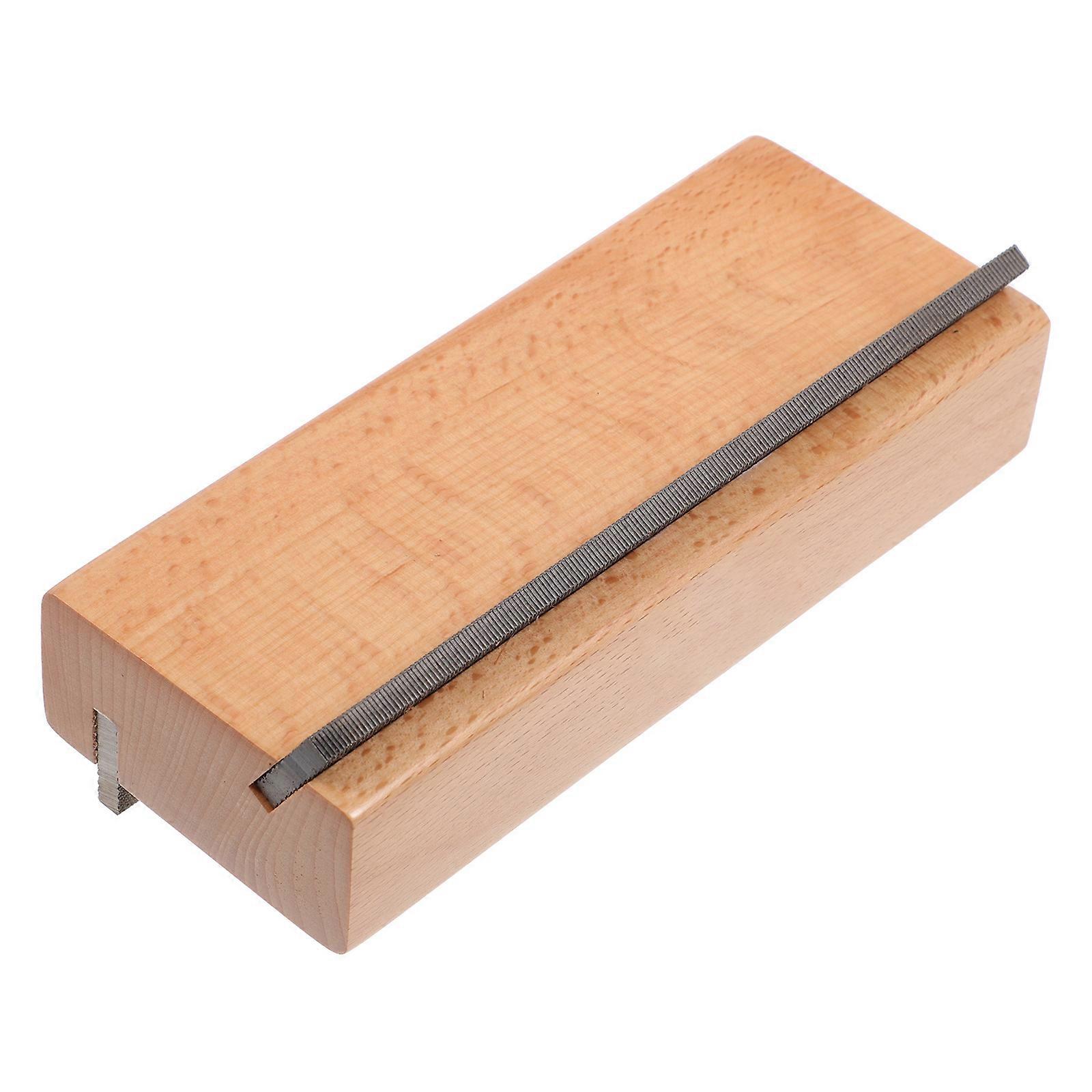 Guitar Fret File with 35 and 90 Degrees for Precision Chamfering Fix Light Brown plastic and high carbon steel 1Pc