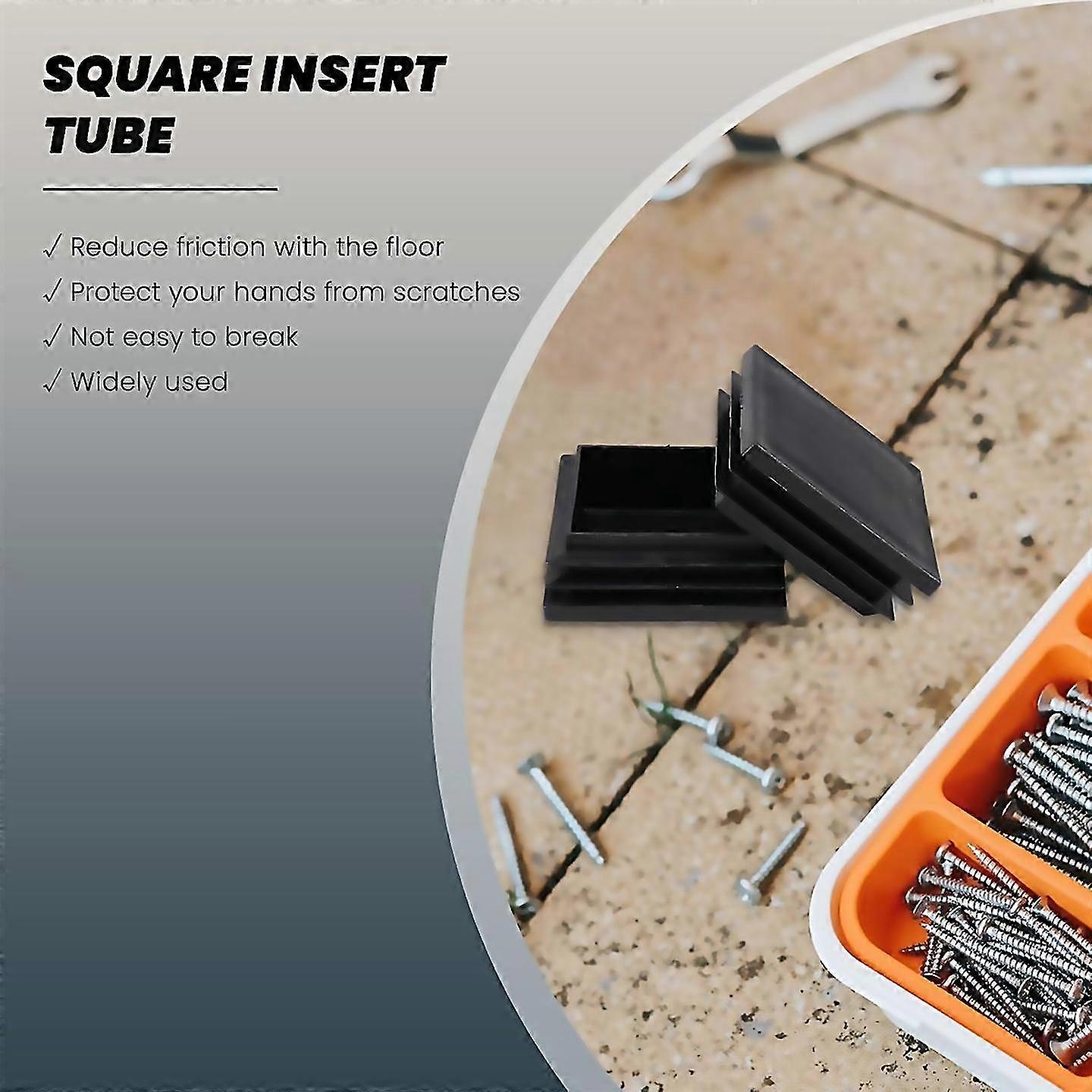 50mm X 50mm Plastic Square End Blind Plugs Cap Pipe Inserts 12pcs