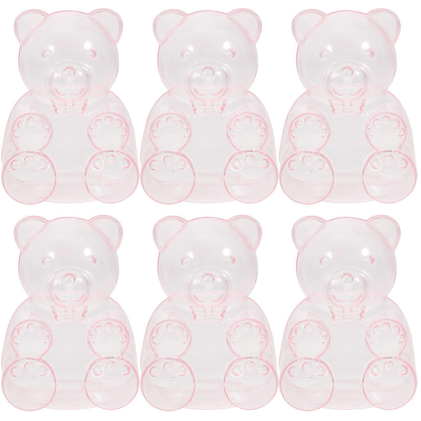 6 pcs Bear Shaped Candy Containers Clear Plastic Party Favor Boxes