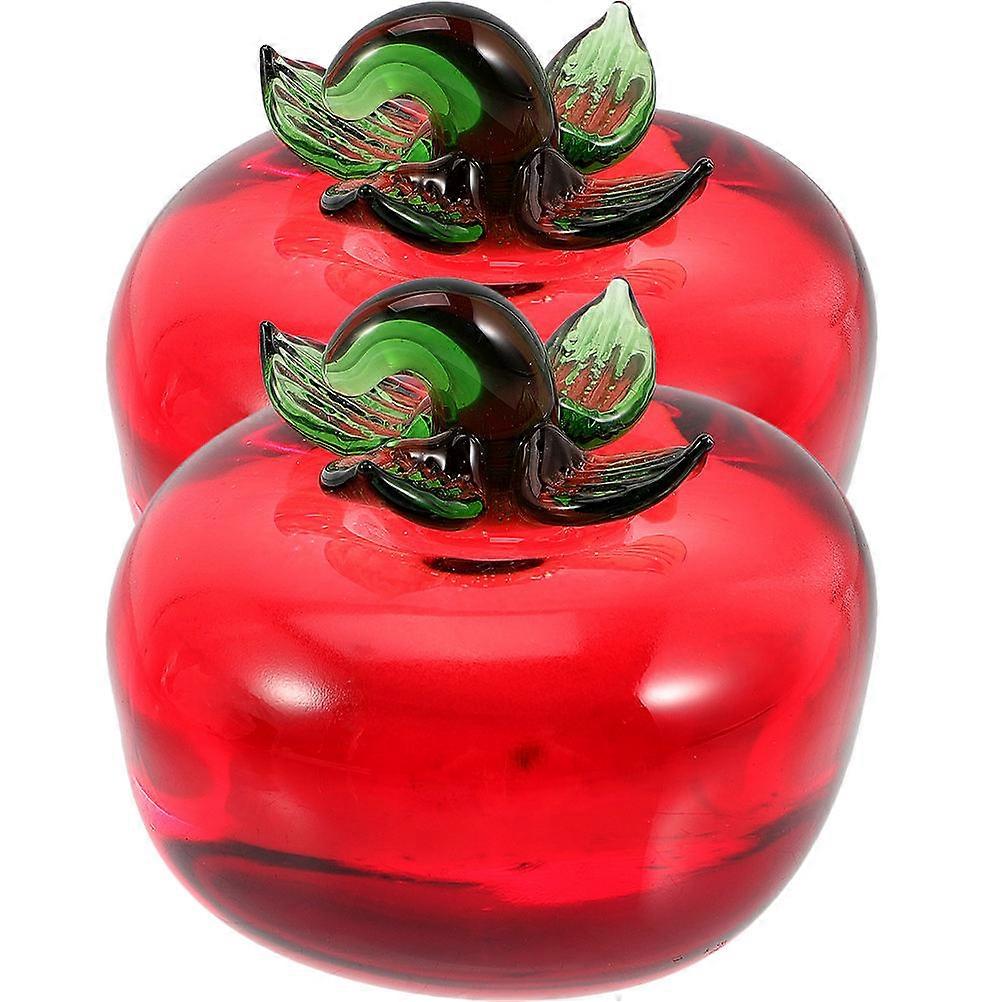 2pcs Crystal Persimmon Ornament for Home Use Red Decorative Fruits with Fine Workmanship and