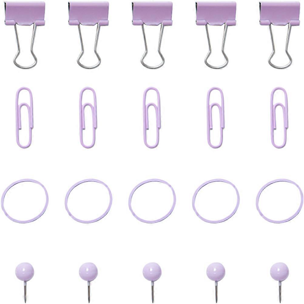 Metal And Plastic Decorative Office Binder Clips For DIY Shaping Purple Color 1 Set