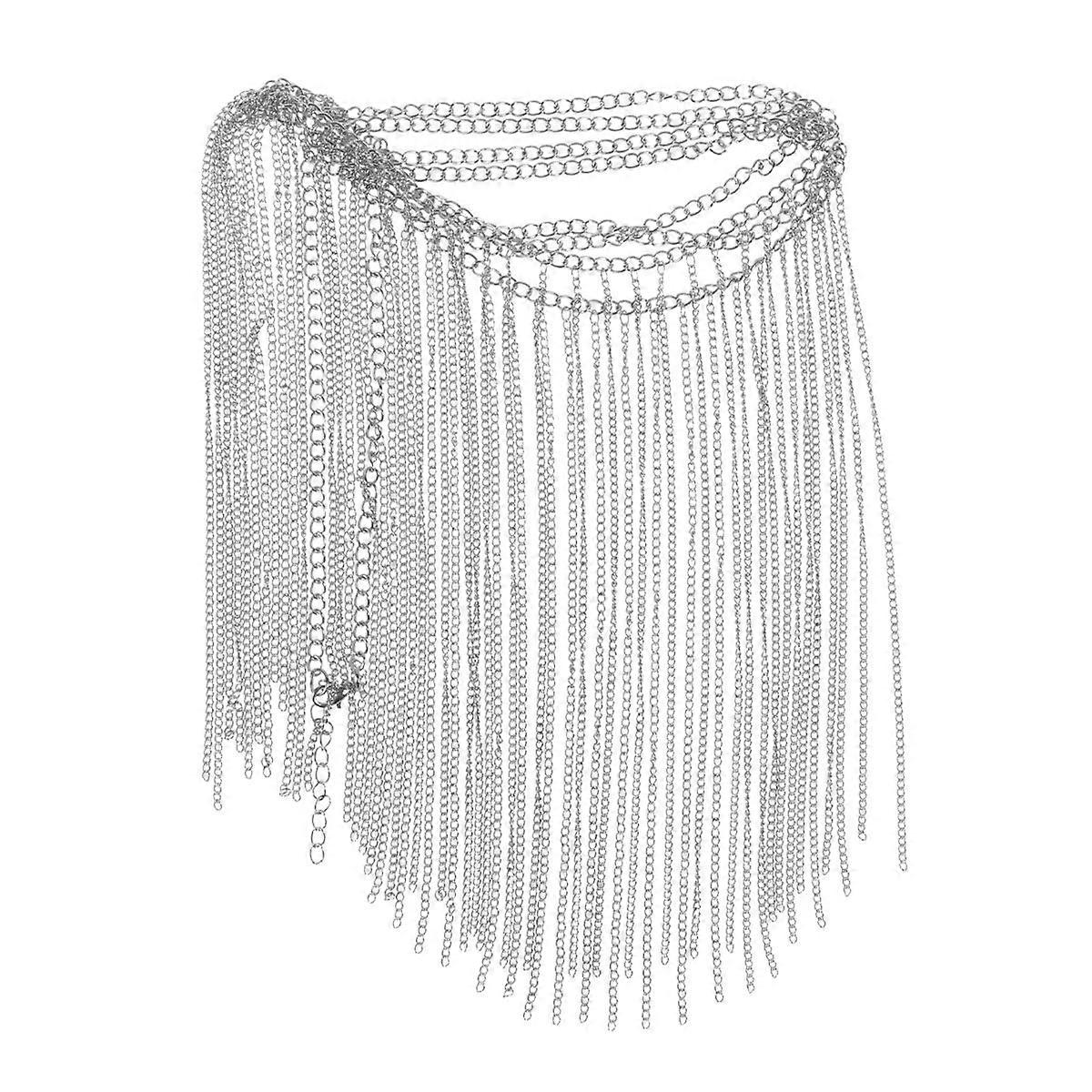 Elegant Forehead Chain with MultiLayers Tassel for Women Decoration in Silver Color