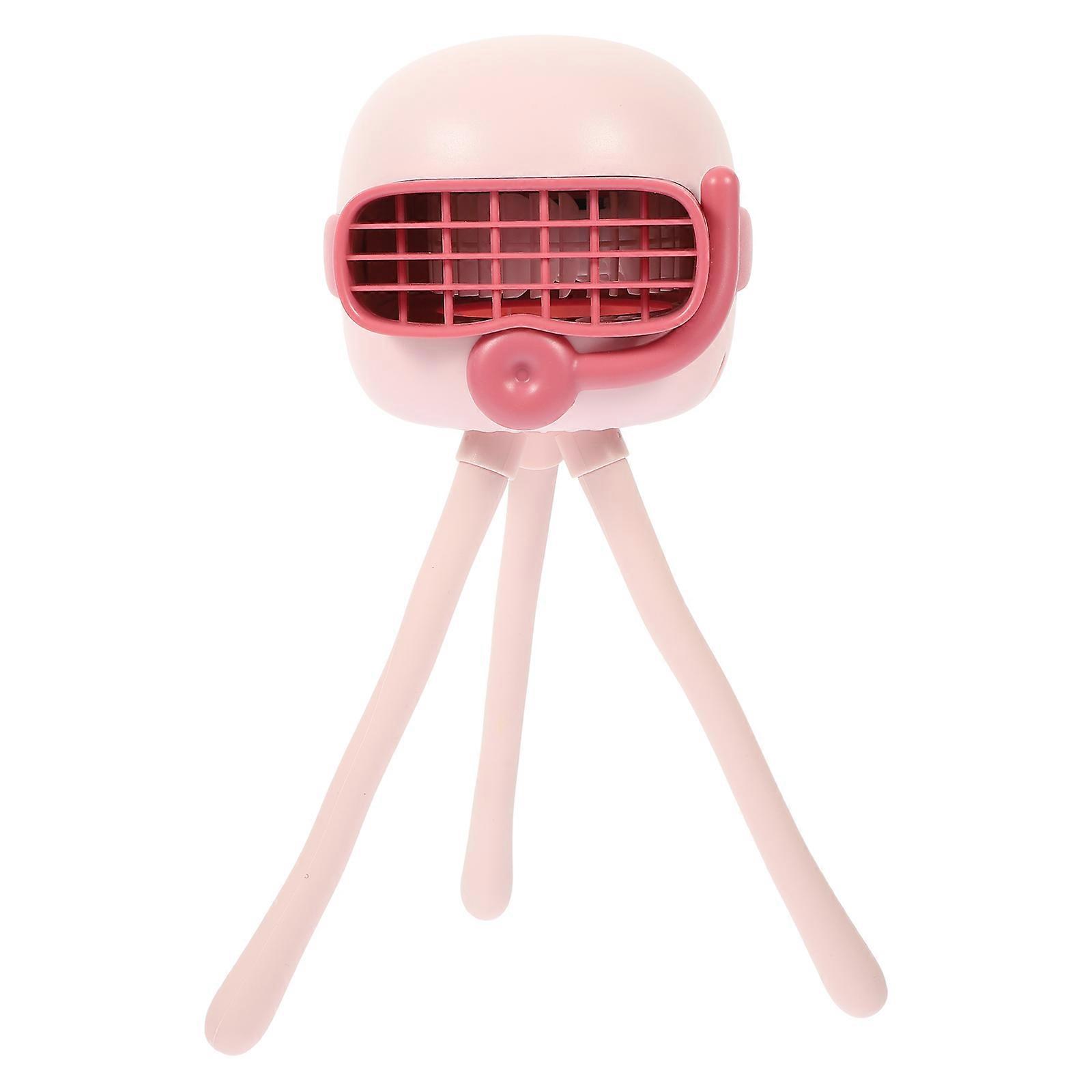 1 Set Portable Fan Battery Powered Cooling Fan For Crib Daily Use Pink ABS 1Pack