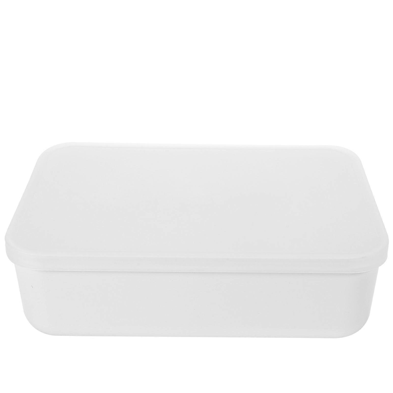 Large Capacity White Storage Basket with Lid for Pet Use Easy to Clean Multifunctional Organizer 10.5x7.5x5.5 Inches