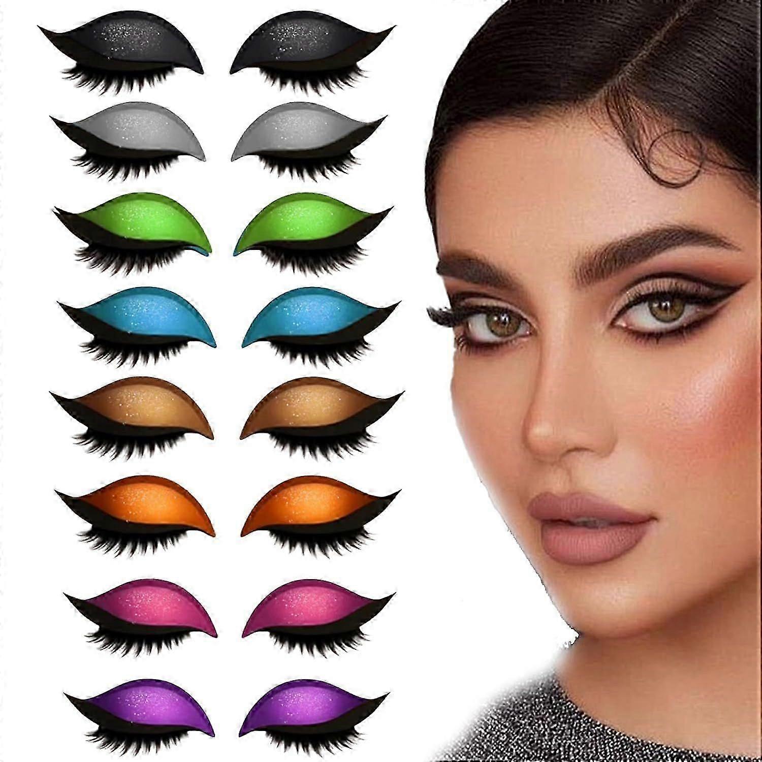 Lazy Eye Shadow Eyelash Patch, 2025 New Eyeshadow Eyelash Stickers, 3-in-1 Self-Adhesive Reusable Fast Eye Makeup Stickers with False Lashes, Shadow,