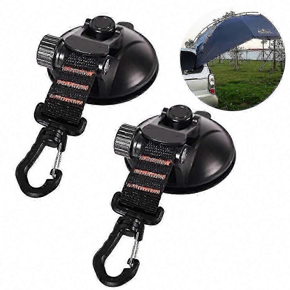 2024 2pcs Heavy Duty Suction Cup Anchor with Securing Hook for Tie Down Camping Tarp Accessory