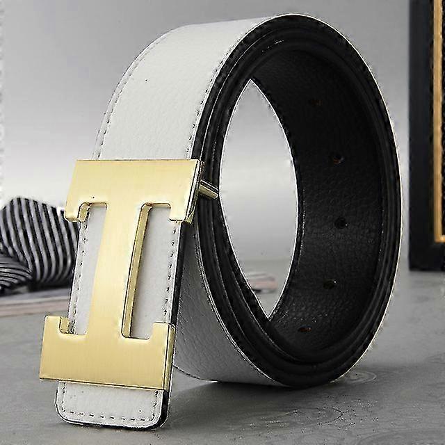 Cinto de couro genuíno para homens com fivela de metal lisa alça casual