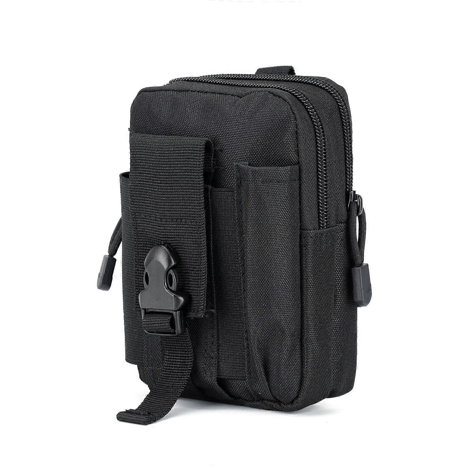 Tactical MOLLE phone pouch, universal EDC pouch, utility gadget belt bag for smartphones, tools (A50black)