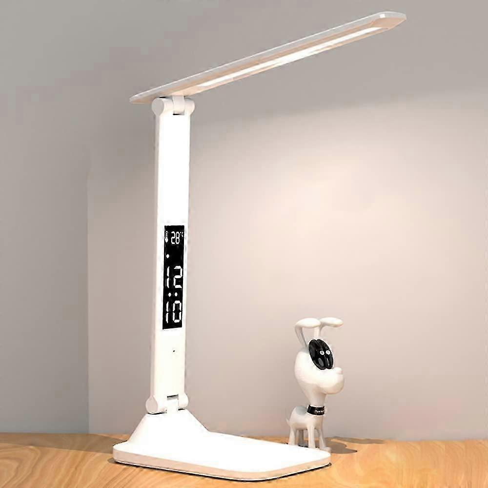 Rechargeable Reading Light, 3-Level Brightness Touch Dimmer LED, Time and Temperature Reminders