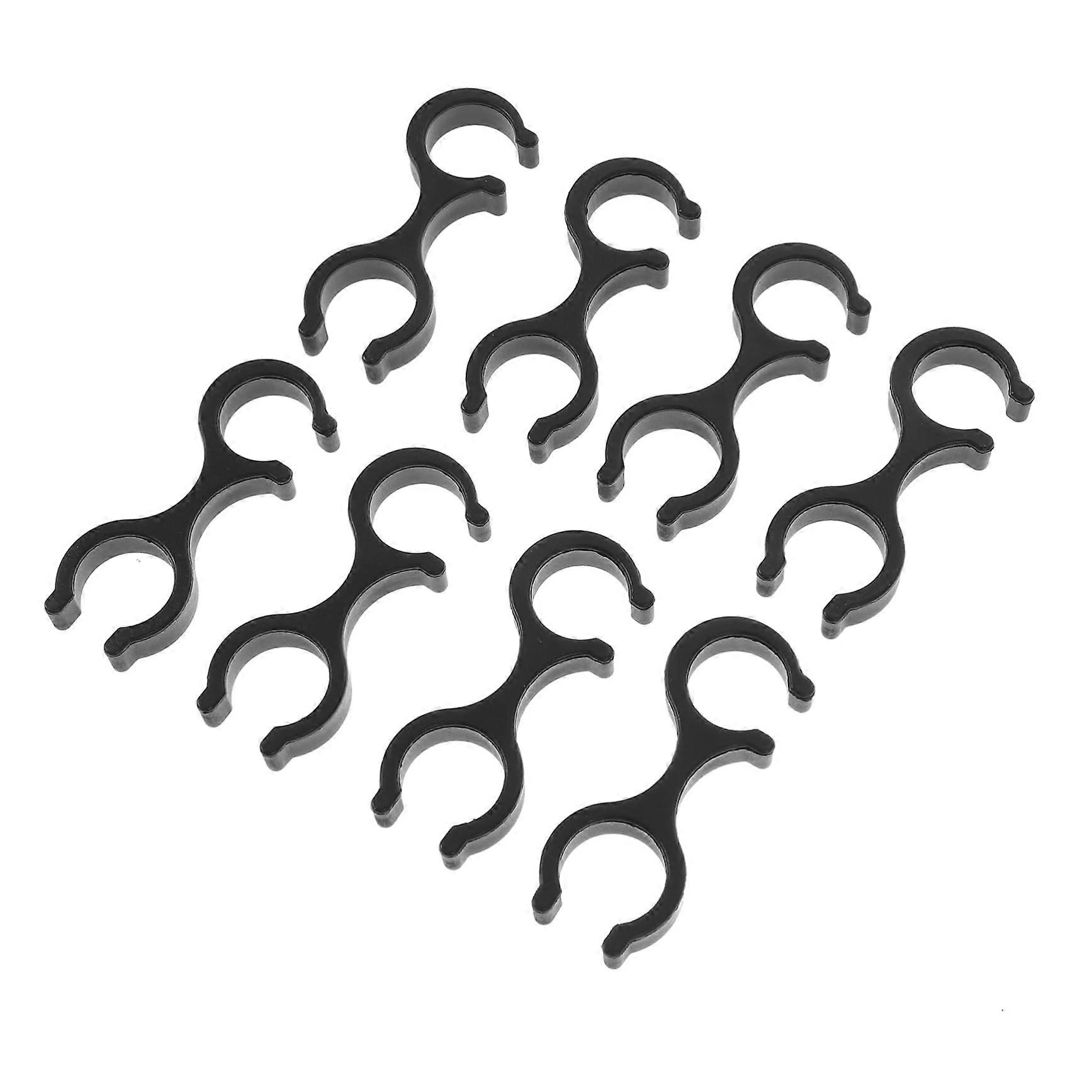 8pcs Shape Clips for Hiking Poles Lightweight Rotatable Storage Clasps Black Hose Guide for Trekking Canes Accessories