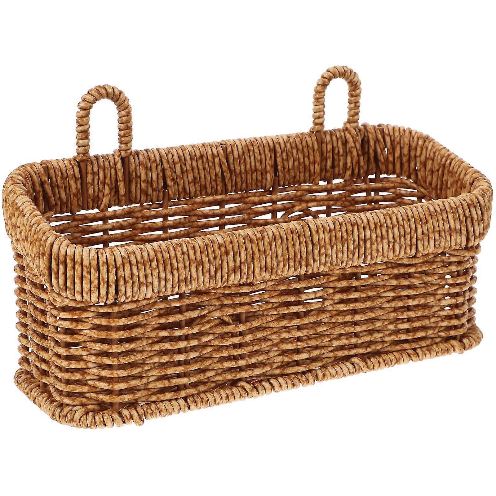 Gewebter Hängekorb mit Griff Kunststoff Rattan Korb Gewebter Zwiebelkorb Obstkorb