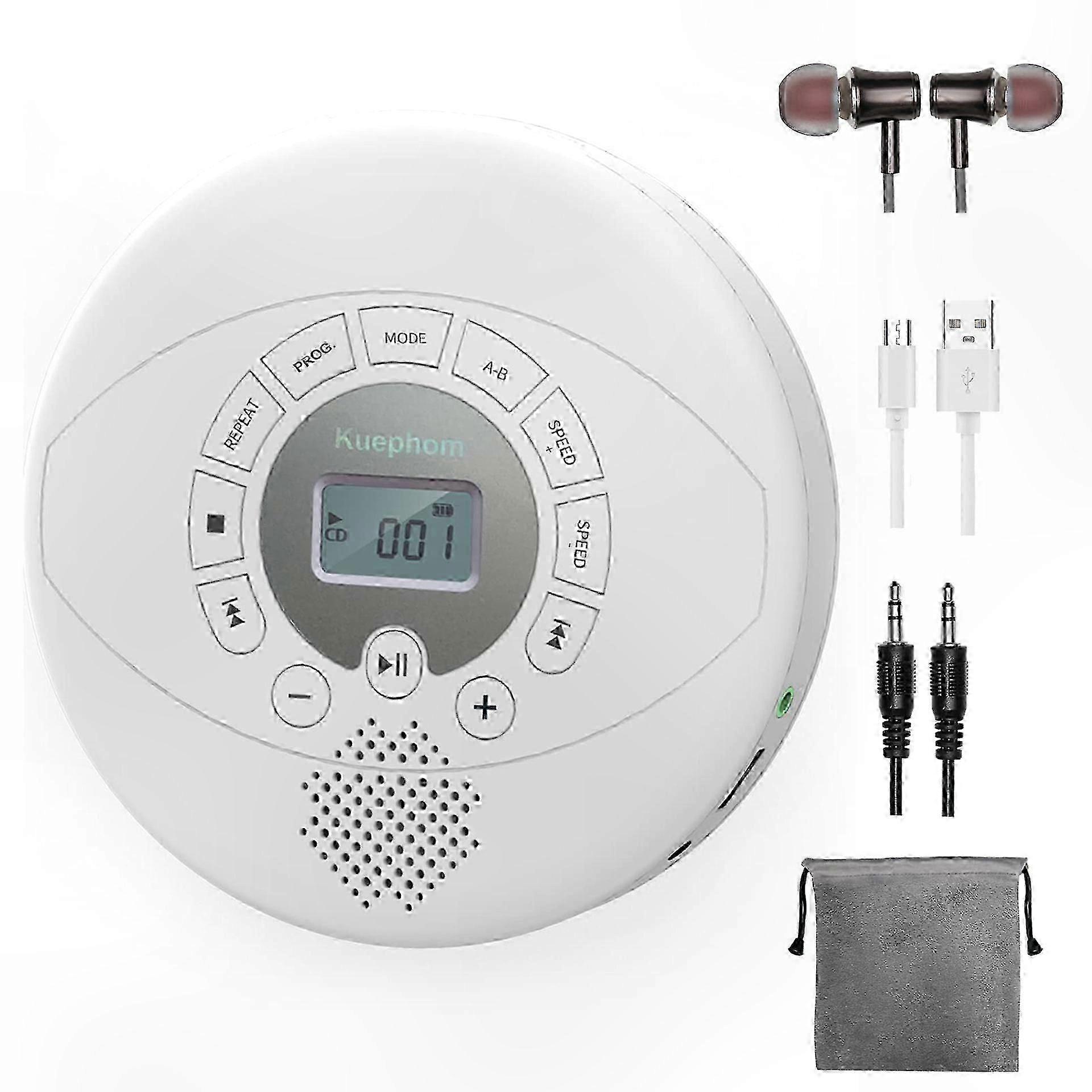 Portable CD Player, Rechargeable Disc Player with Speaker, Headphone Compatible, CD-R and MP3 USB Playable, Anti-Skip Function