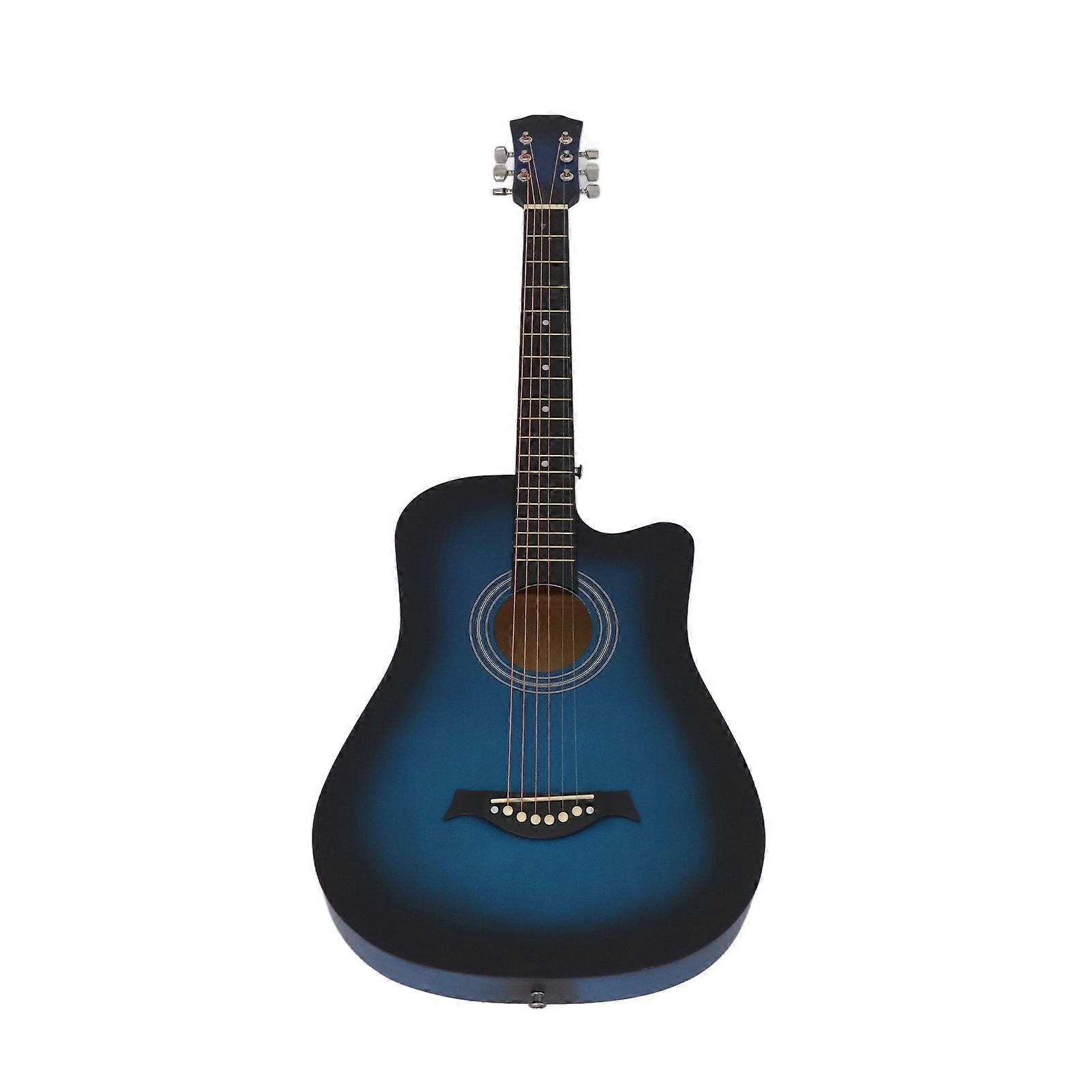38'' Full Size Adult 6 Strings Cutaway Folk Acoustic Guitar for Students Beginners (Blue)