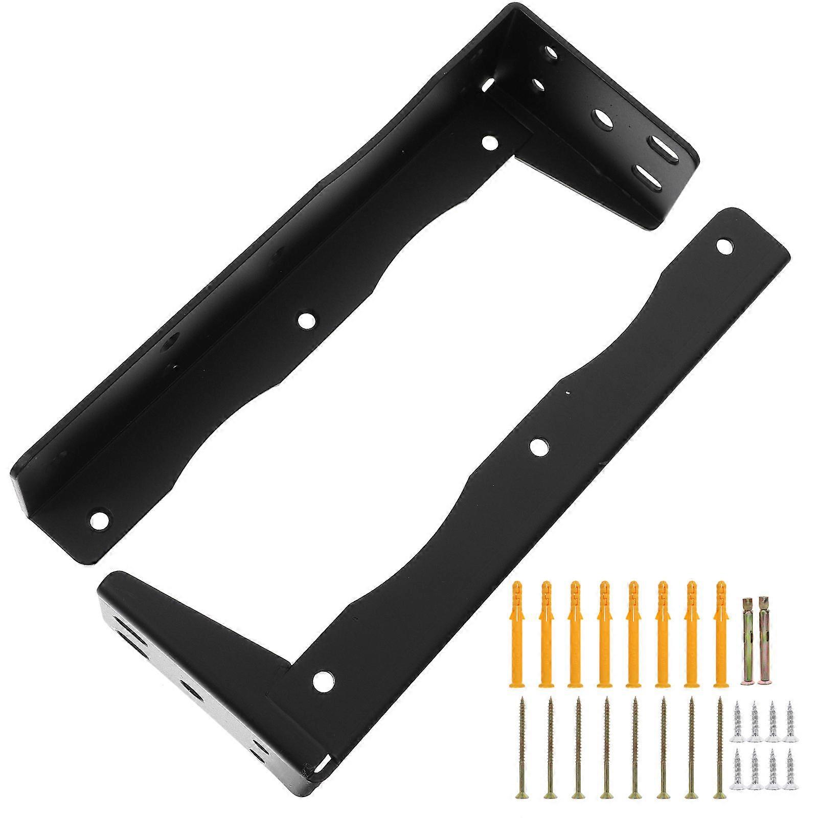 Heavy Duty Shelf Supports L Shaped Brackets for Home Use Black Iron for Hidden Installation 2Pcs