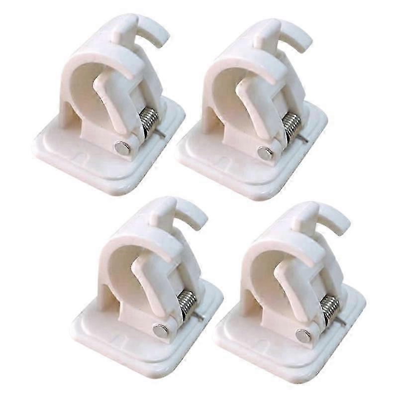 Self-adhesive hooks for shower curtain - 2Set 4Pcs wall mounted rod bracket with fixed clip