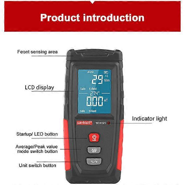 Electromagnetic wave measuring instrument with dual electromagnetic field measurements, ideal for monitoring radiation from mobile phones and other de